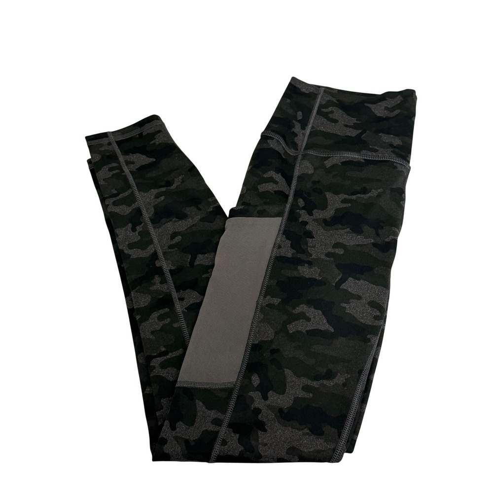 Fabletics On-The-Go PowerHold High Waisted Leggings Womens Small Charcoal Camo